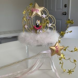 ELOISE LIGHT PINK MARIBOU CROWN AND MATCHING WAND VINTAGE